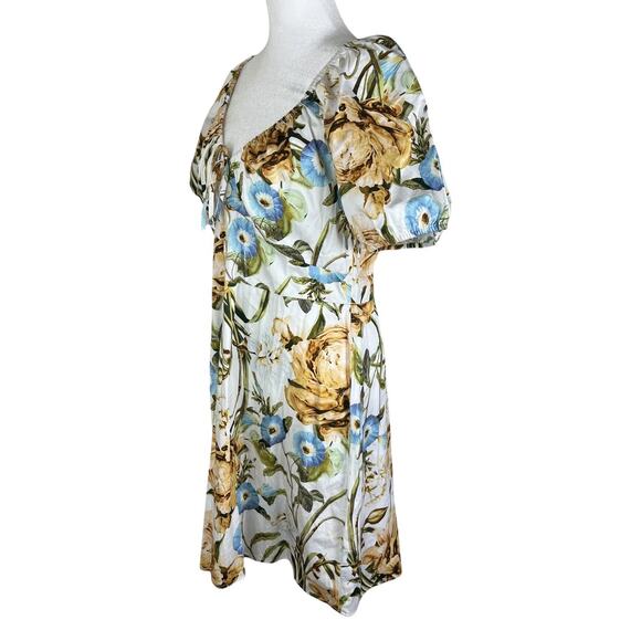 Favorite Daughter The Beloved Floral Mini Dress Short Puff Sleeves Size 14 - Picture 8 of 10